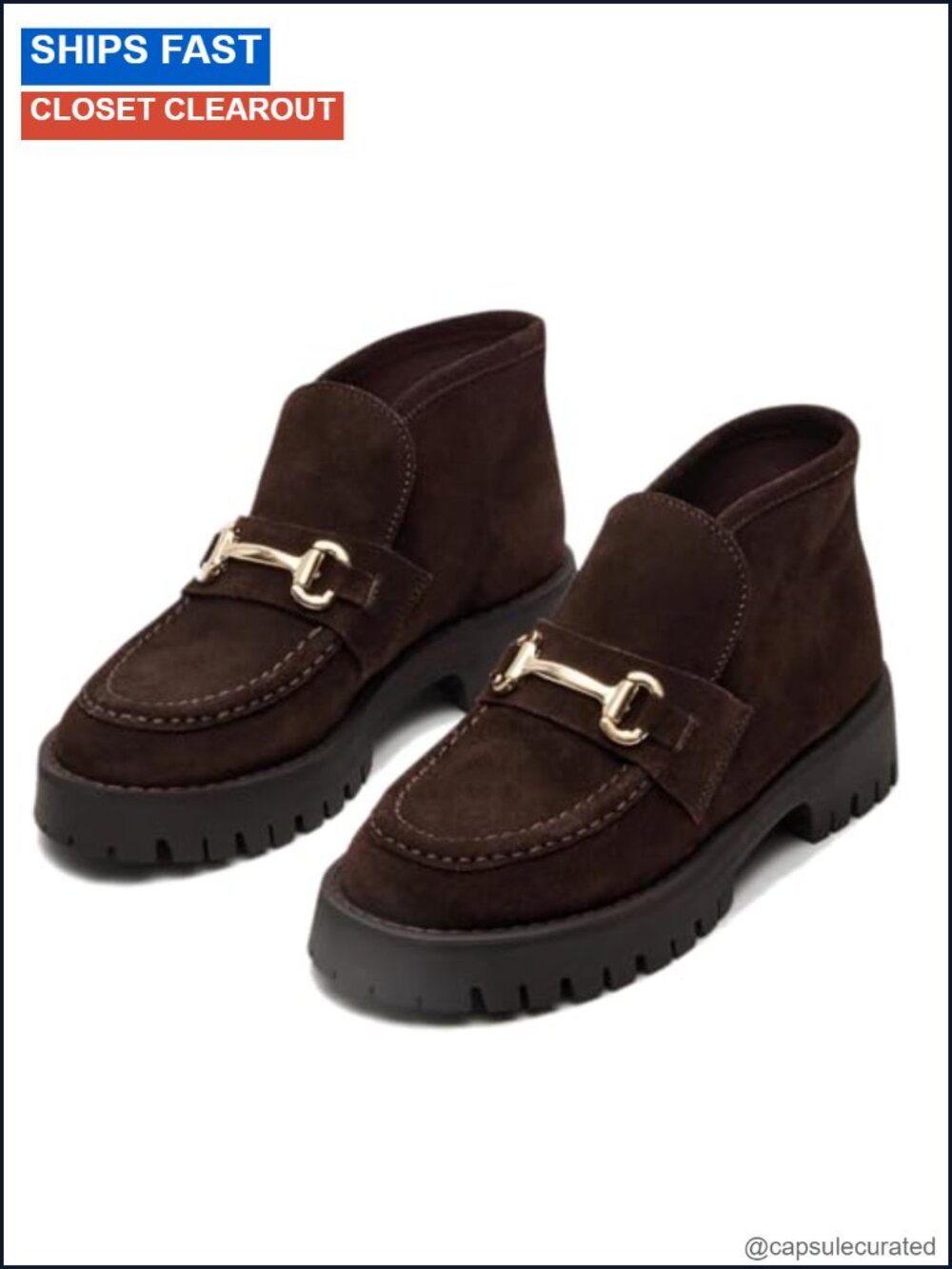 Suede Platform Ankle Boots Chunky Heel Slip On Booties Women